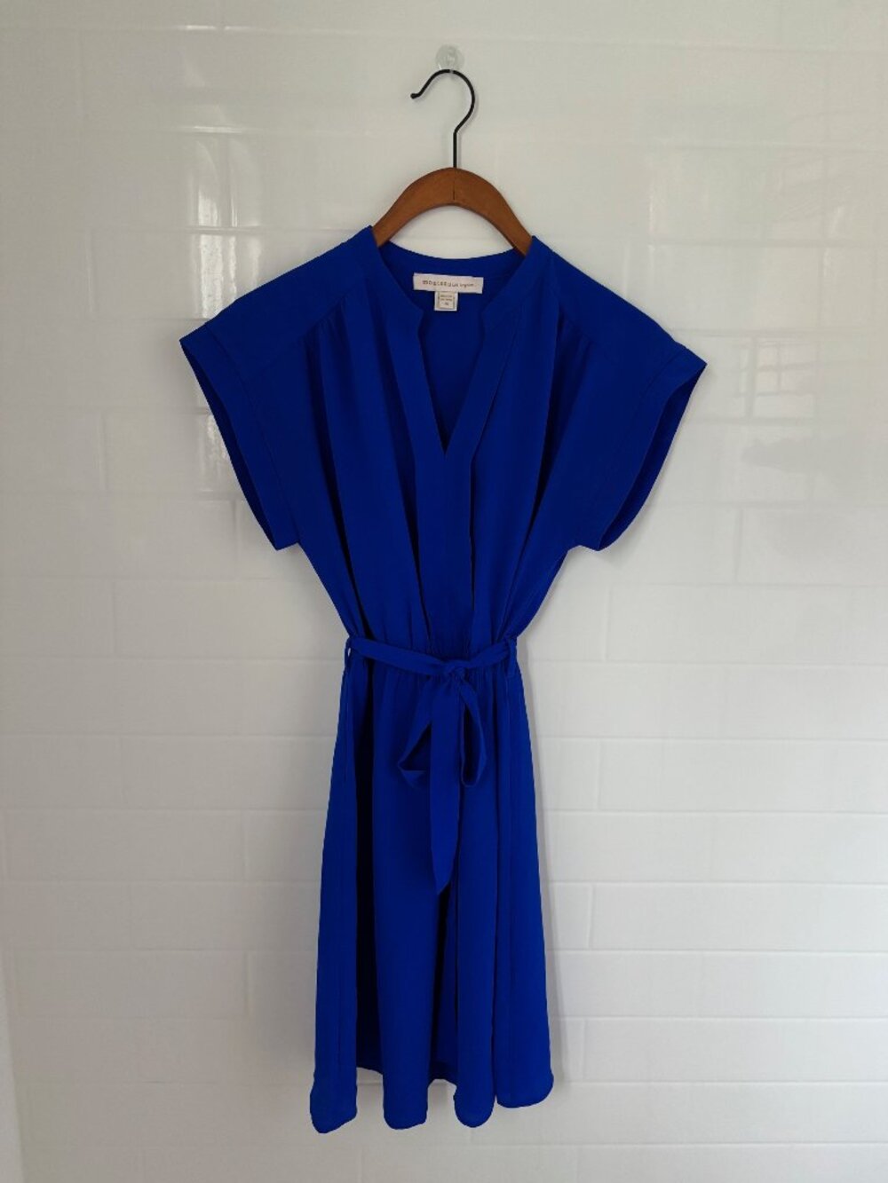 Monteau Cobalt Blue V-Neck Belted Dress - Size M